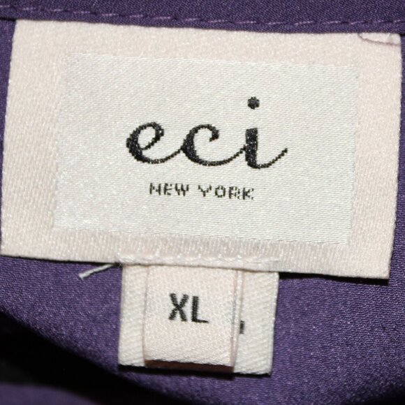 ECI, Long Sleeve Bell Cuff Blouse, XL, Purple Eggplant, Polyester, Lightly Used - Picture 5 of 7